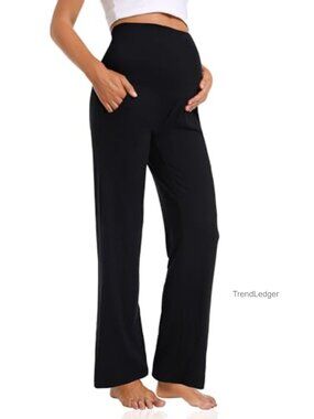 Wide Leg Maternity Pants Full Panel Pregnancy Work Pants